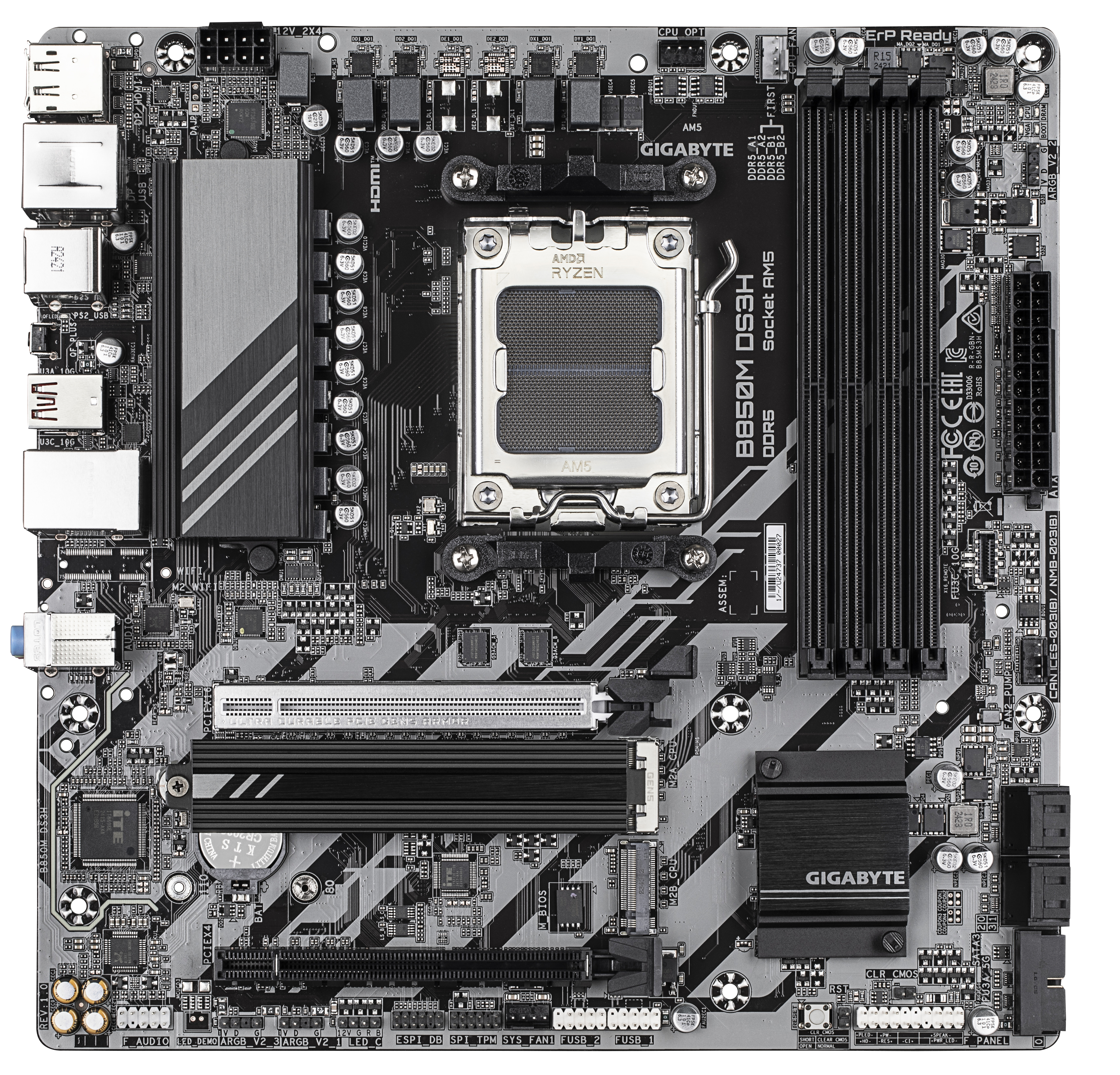 Bekijk afbeelding 2 van Gigabyte AM5 B850M DS3H - DDR5/2xM.2/2xDP/HDMI/mATX